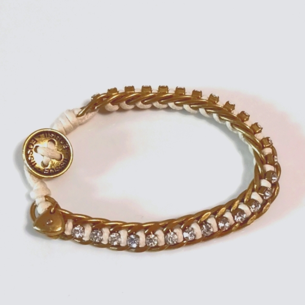 Stunning! Fossil Chain & Crystal Braided Bracelet ⚜️